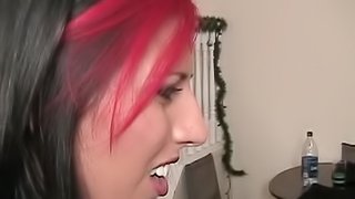 Bald guy gets to fuck stunning chick while she moans loudly