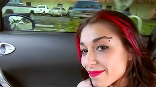Horny woman can't refuse a man's offer for car sex