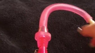 Sexy teen using pussy pump, rabbit and squirts
