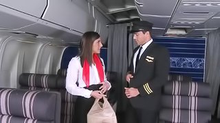 Sex in the airplane with a smoking hot stewardess